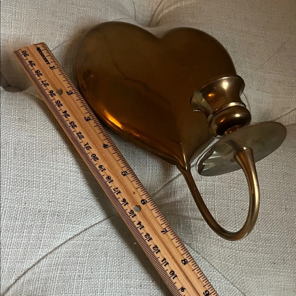 Vintage 1986 Brass Boho Chic Cottage-core Raised Heart Wall Candle Sconce